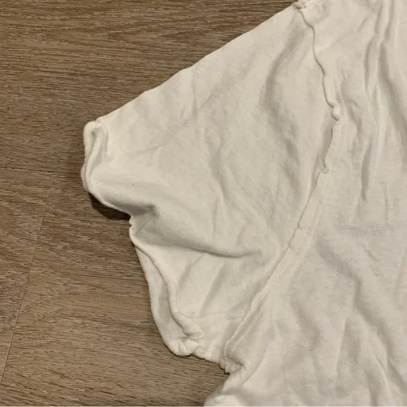 NWT We the Free Free People Nina White V-Neck Cotton T-Shirt Size L - Picture 3 of 7